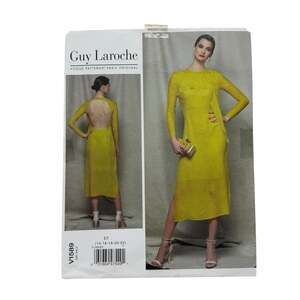 VOGUE Guy Laroche Dress Pattern Size 14/16/18/20/22 V1589 Uncut Backless Lined